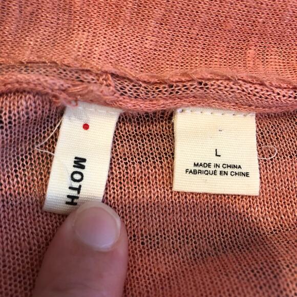 Anthropologie Moth coral orange linen blend open front duster cardigan Large - Picture 10 of 16